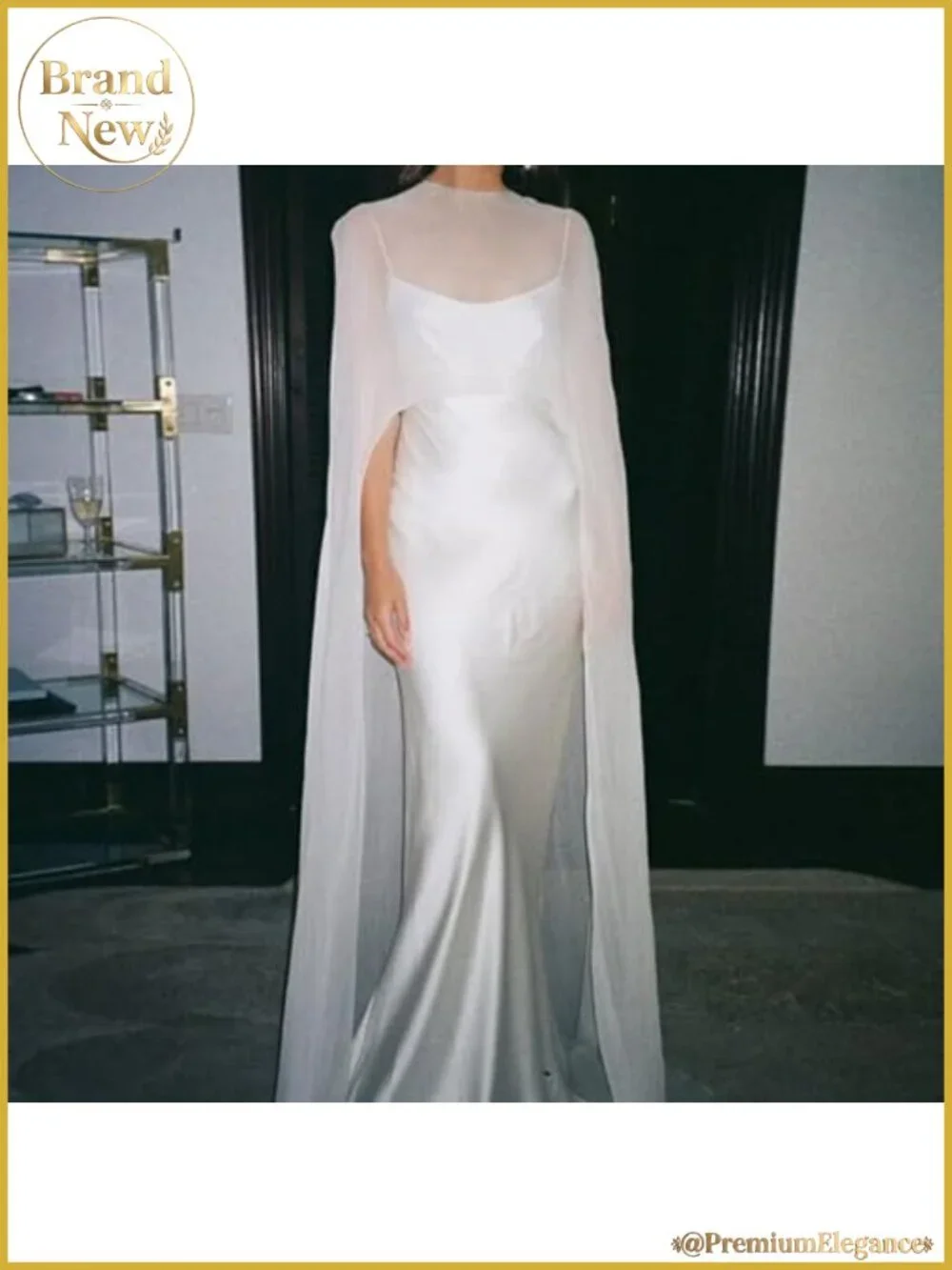 Chiffon Shawl Wrap Sheer Mesh Poncho Capelet for Evening Dress Wedding Party